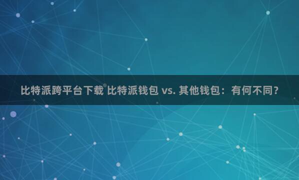 比特派跨平台下载 比特派钱包 vs. 其他钱包：有何不同？